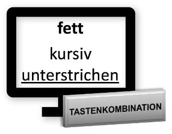 Tastenkombination für fett, kursiv und unterstrichen