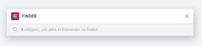 Der Elementor Finder kann per Hotkey aufgerufen werden